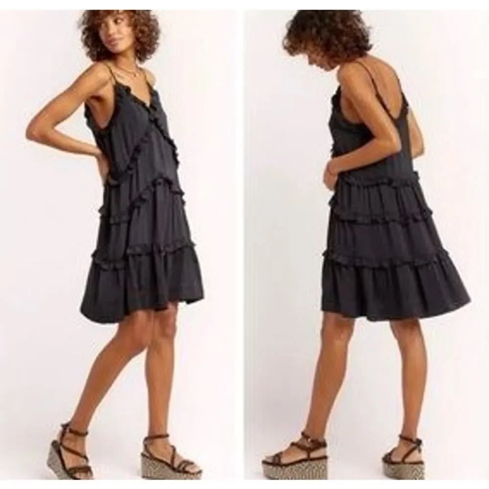 Rebecca Minkoff Sasha Black Sleeveless Ruffle Mini Dress Sz. XS
